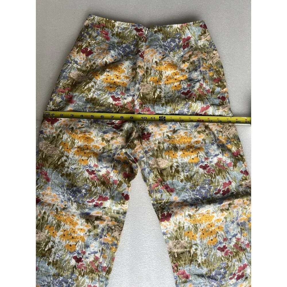 Reformation Size 4 Floral 100% Linen High Rise Cropped Pant Cottagcore coastal